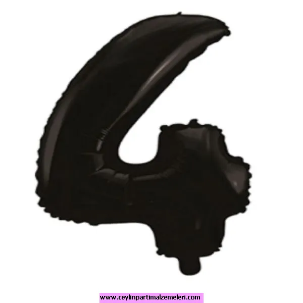 4 Rakam Siyah Folyo Balon